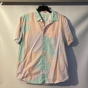 NWOT American Eagle Outfitters Bottom Down Shirt Short Sleeve XL Pastel Tie Dye